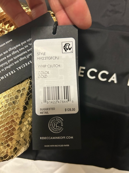 Rebecca Minkoff Metallic Gold Envelope Clutch with Chain - Picture 4 of 4